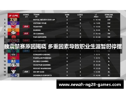 魏震禁赛原因揭晓 多重因素导致职业生涯暂时停摆